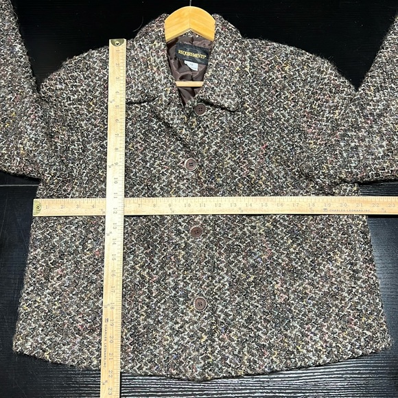 Requirements Tween Jacket Blazer Shirt Top Blouse Button Up Brown Collared - Picture 3 of 9